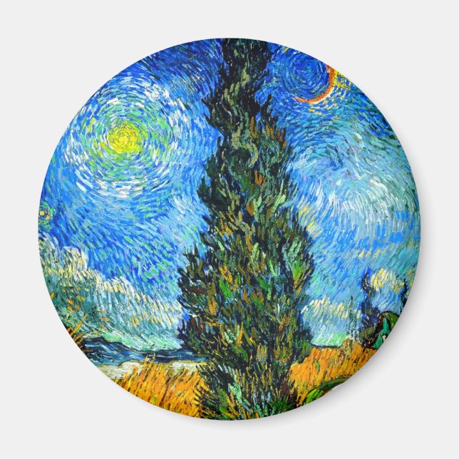 Van Gogh Road with Cypress and Star Magnet (Front)