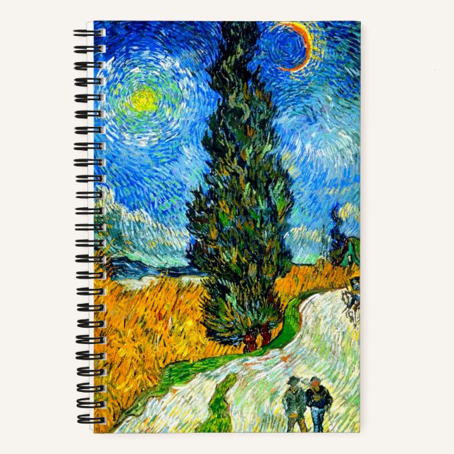 Van Gogh Road with Cypress and Star Notebook (Front)