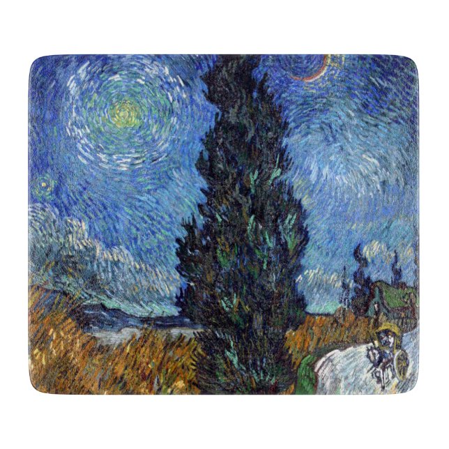 Van Gogh Road With Cypresses Impressionism Cutting Board (Front)