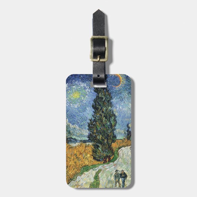 Van Gogh Road With Cypresses Impressionism Luggage Tag (Front Vertical)