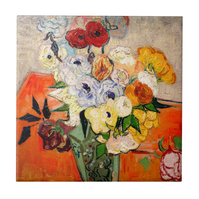Van Gogh Roses and Anemones Ceramic Tile (Front)