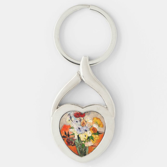 Van Gogh Roses and Anemones Key Ring (Front)