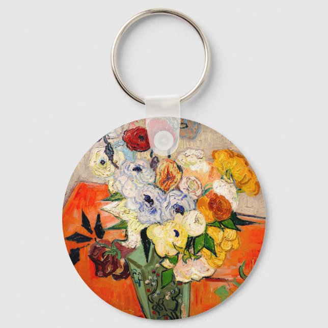 Van Gogh Roses and Anemones Key Ring (Front)