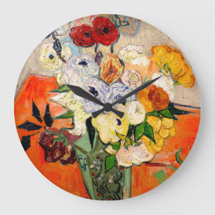 Van Gogh Roses and Anemones Large Clock