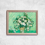 Van Gogh Roses Old Art Famous Wall Poster<br><div class="desc">Poster of Vincent Van Gogh,  Roses,  1890. Old famous painting with white flowers on a jar and a green tone in a postimpressionist style. CCO license,  public domain art. Frame not included.</div>