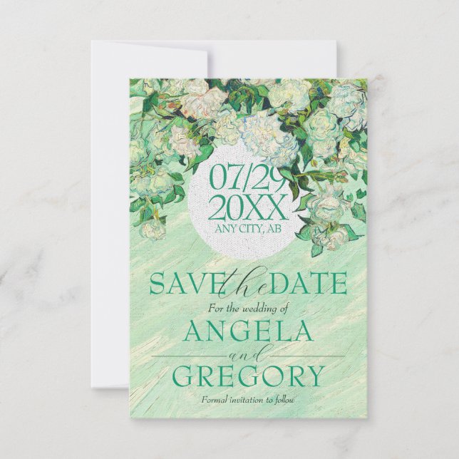 Van Gogh Roses Save The Wedding Date Invitation (Front)