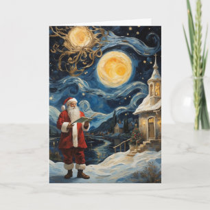 Van Gogh Santa Christmas Card Starry Night Holid