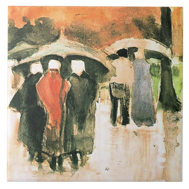 Van Gogh - Scheveningen Women Ceramic Tile (Front)