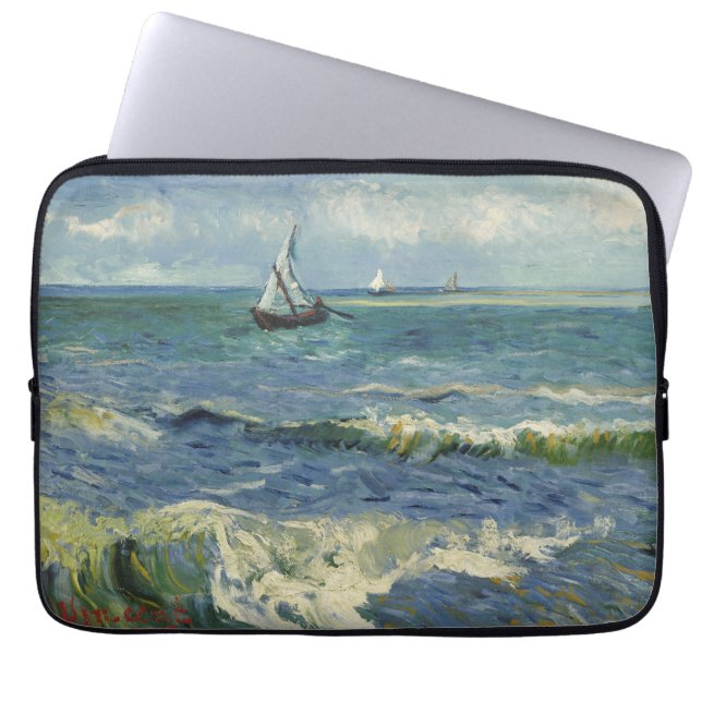 Van Gogh Seascape at Saintes Maries de la Mer Laptop Sleeve (Front)
