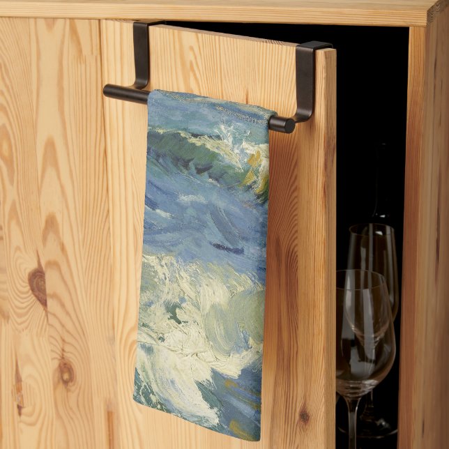 Van Gogh Seascape at Saintes Maries de la Mer Tea Towel (Thirds Fold)
