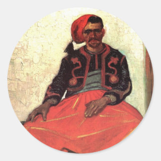 Van Gogh, Seated Zouave, Vintage Impressionism Art Classic Round Sticker