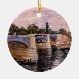 Van Gogh Seine River with Pont del Grande Jette Ceramic Ornament
