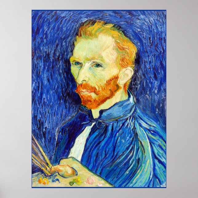 Van Gogh - Self-Portrait, 1889 (brushes and easel) Poster (Front)