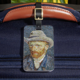 Van Gogh Self Portrait Grey Felt Hat Painting Art Luggage Tag
