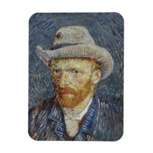 Van Gogh Self Portrait Grey Felt Hat Painting Art Magnet
