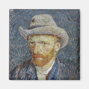 Van Gogh Self Portrait Grey Felt Hat Painting Art Magnet