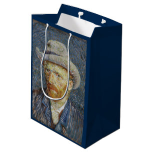 Van Gogh Self Portrait Grey Felt Hat Painting Art Medium Gift Bag