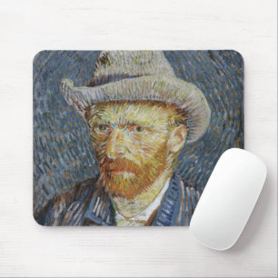 Van Gogh Self Portrait Grey Felt Hat Painting Art Mouse Pad