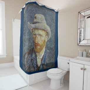 Van Gogh Self Portrait Grey Felt Hat Painting Art Shower Curtain