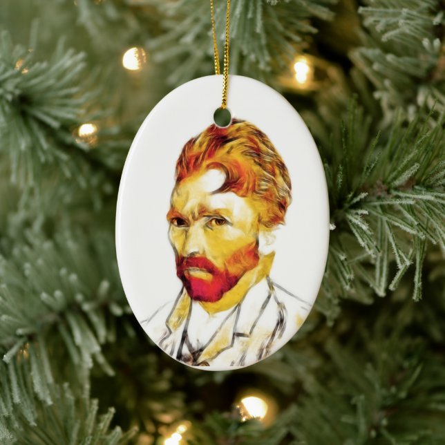Van Gogh Self Portrait New Hairdo Ceramic Ornament (Tree)