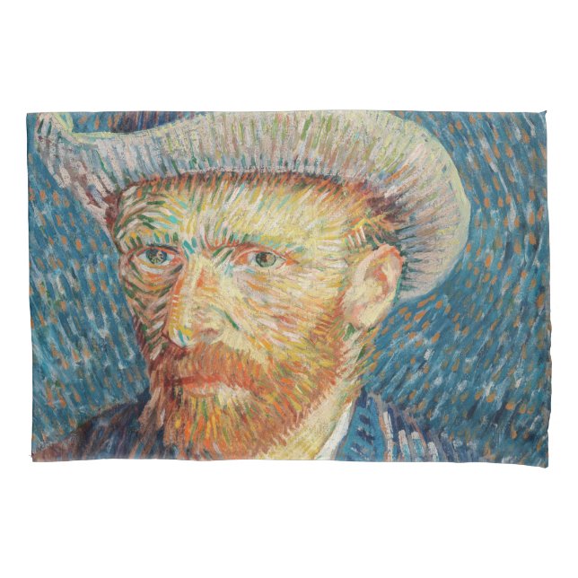 Van Gogh - Self Portrait with a Grey Felt Hat Pillowcase (Front)