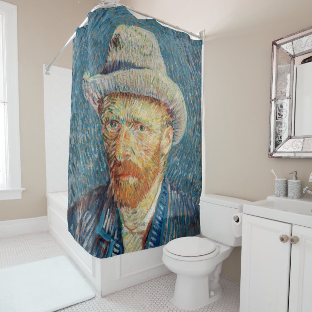 Van Gogh - Self Portrait with a Grey Felt Hat Shower Curtain (In Situ)