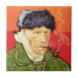 Van Gogh - Self Portrait with Bandaged Ear & Pipe Ceramic Tile