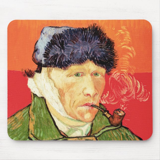 Van Gogh - Self Portrait with Bandaged Ear & Pipe Mouse Pad (Front)