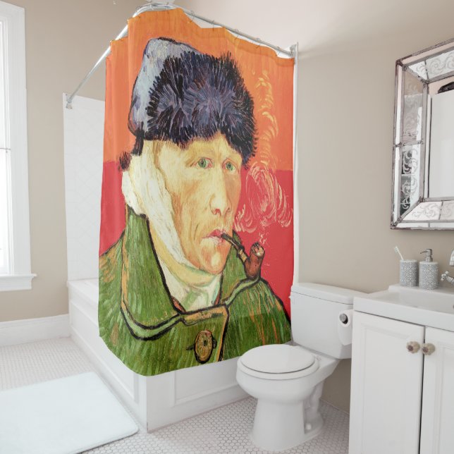 Van Gogh - Self Portrait with Bandaged Ear & Pipe  Shower Curtain (In Situ)
