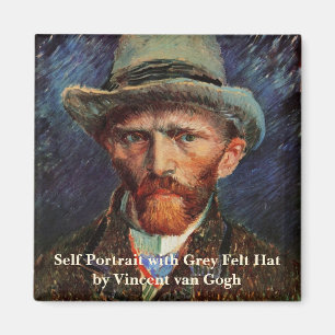 Van Gogh; Self Portrait with Grey Felt Hat Magnet