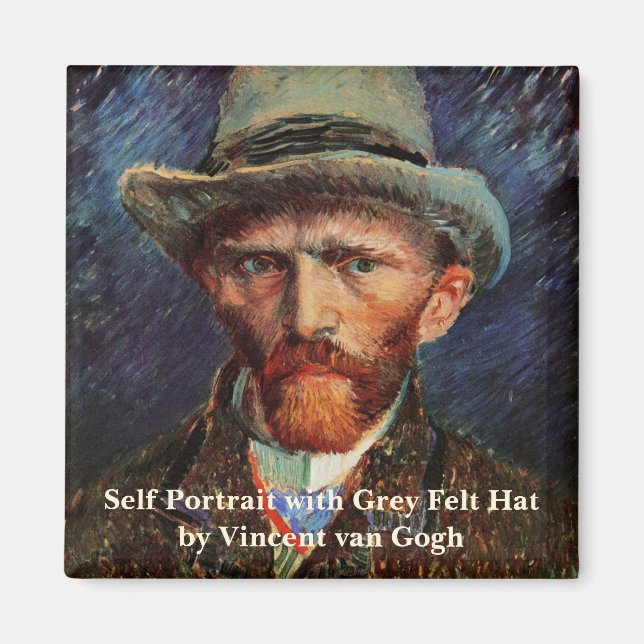 Van Gogh; Self Portrait with Grey Felt Hat Magnet (Front)