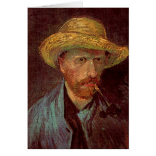Van Gogh Self Portrait with Straw Hat and Pipe