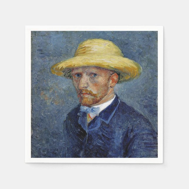 Van Gogh - Self-Portrait with Straw Hat Napkin (Front)
