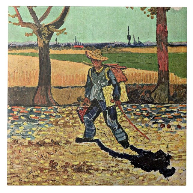Van Gogh: Selfportrait on the Road Tarascon Ceramic Tile (Front)