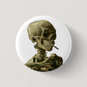 Van Gogh, Skeleton with a burning cigarette 3 Cm Round Badge