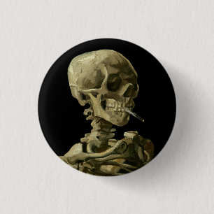 Van Gogh, Skeleton with a burning cigarette 3 Cm Round Badge