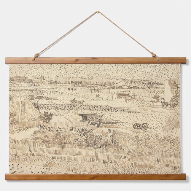 Van Gogh Sketches Harvest The Plain Art Wood Wall Hanging Tapestry (Front)