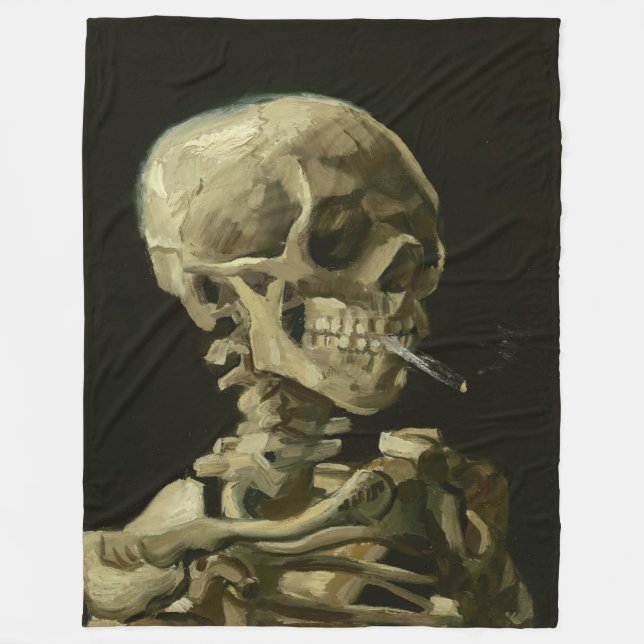 van gogh Skull Fleece Blanket (Front)