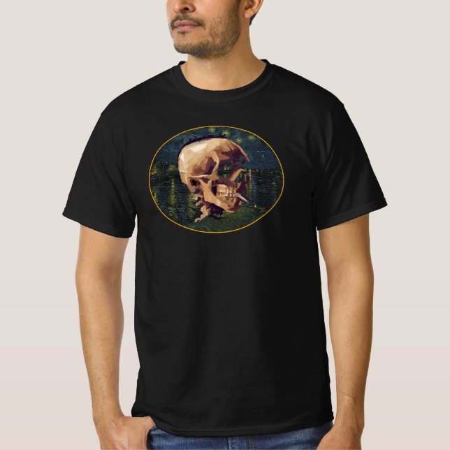 Van Gogh Skull with Arles Backround T-Shirt (Front)