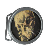 Van Gogh Skull with Burning Cigarette Belt Buckle (Front Left)
