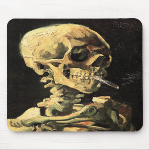 Van Gogh Skull with Burning Cigarette Mouse Pad