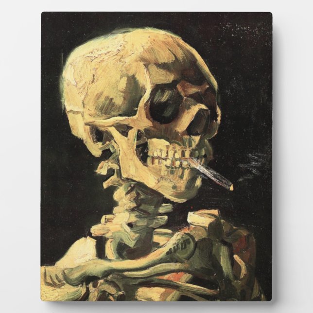 Van Gogh Skull with Burning Cigarette Plaque (Front)