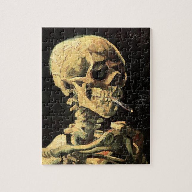 Van Gogh Skull with Burning Cigarette Puzzle (Vertical)