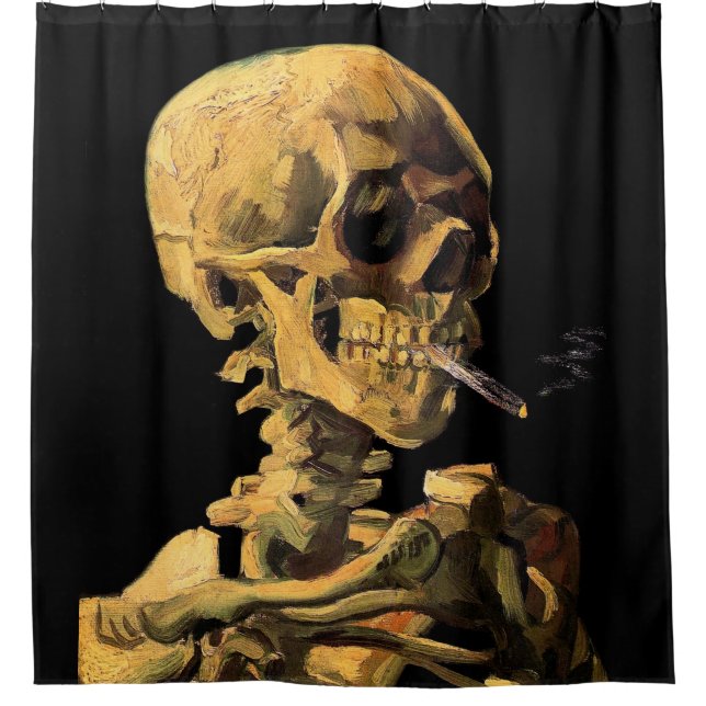 Van Gogh - Skull With Burning Cigarette Shower Curtain (Front)