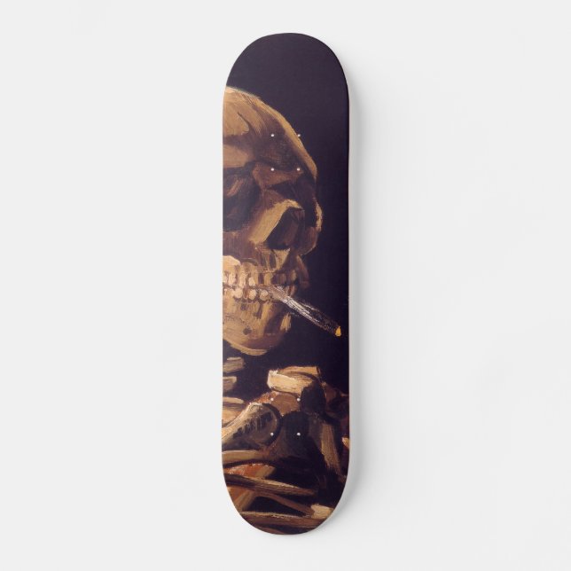 Van Gogh: Skull with Burning Cigarette Skateboard (Front)