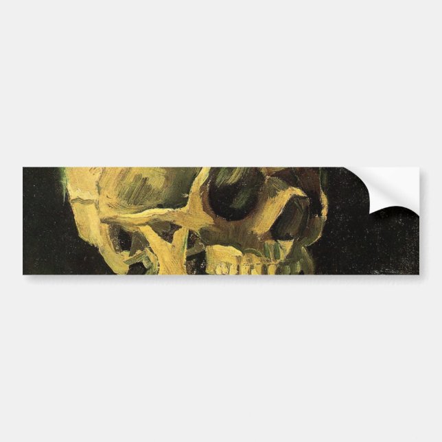Van Gogh Skull with Burning Cigarette, Vintage Art Bumper Sticker (Front)