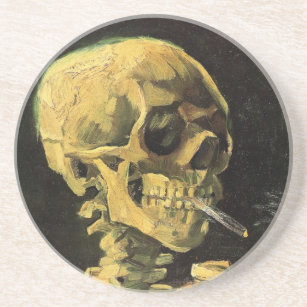 Van Gogh Skull with Burning Cigarette, Vintage Art Coaster