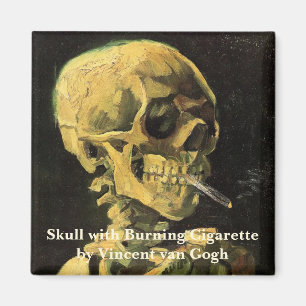 Van Gogh Skull with Burning Cigarette, Vintage Art Magnet