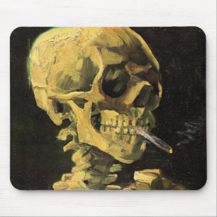Van Gogh Skull with Burning Cigarette, Vintage Art Mouse Pad