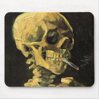Van Gogh Skull with Burning Cigarette, Vintage Art Mouse Pad